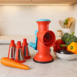 APEX Signature 6-in-1 Rotary Grater with Interchangeable Blades – Manual Cheese, Vegetable & Coconut Grater | Potato Chipser