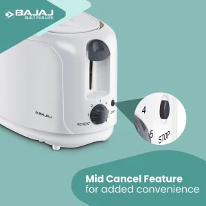 Bajaj ATX4 2-Slice Pop Up Toaster 750W | Browning Control | Auto Pop-Up | Compact & Easy to Clean Toaster - Image 3
