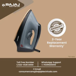 Bajaj Herculo 1100W Heavy Weight Dry Iron | DuraGlide Soleplate, Denim Mode, Non-Stick Coating, 2 Year Warranty - Image 6