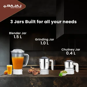 Bajaj Ninja Series PowerBlend 1000W With 3 Jar Juicer Mixer Grinder ? Heavy Duty Performance - Image 4