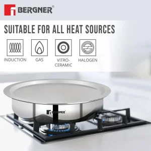 Bergner Argent Tri-Ply Stainless Steel Lagdi 26cm (3.1L) – Premium Triply Cooking Pot | Gas & Induction Compatible - Image 5
