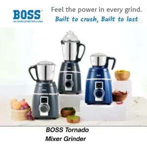 BOSS B285 Tornado 1000W Mixer Grinder | 3 Stainless Steel Jars | Powerful Motor | 5-Year Motor Warranty