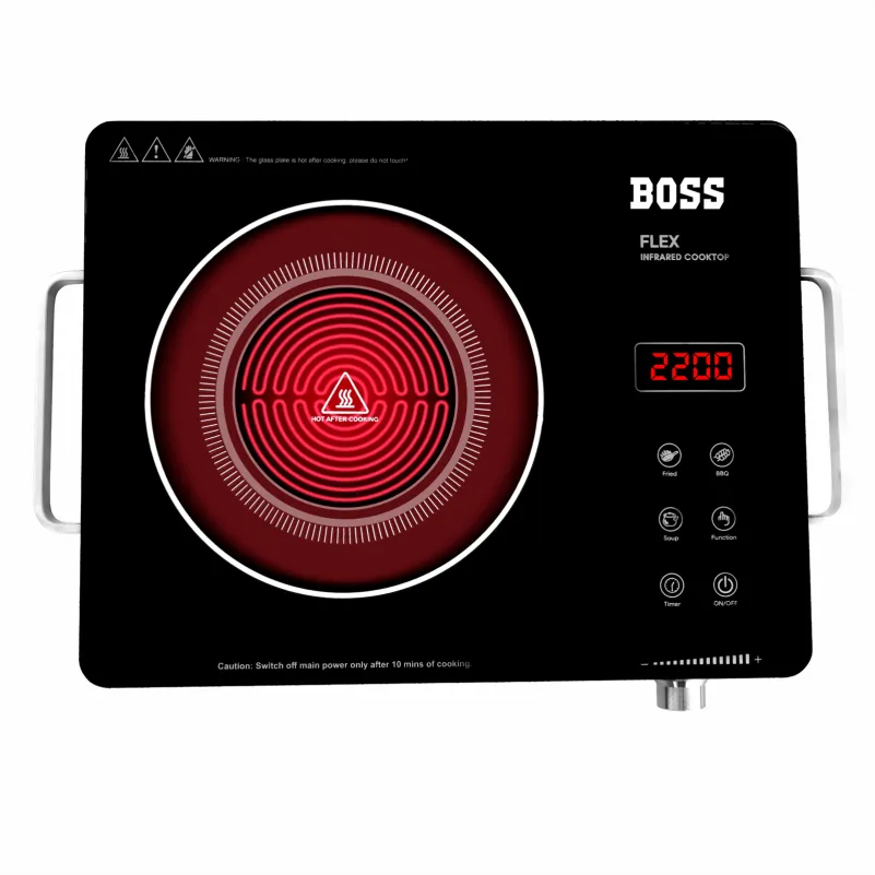 BOSS B-556 Flex Infrared Induction Cooktop 2200W | Ceramic Glass Electric Cooktop for Fast & Energy Efficient Cooking