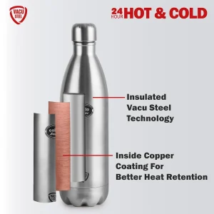 Cello Swift VacuSteel Stainless Steel Water Bottle 500ml, 750ml, 1000ml, 1500ml, 1800ml & 2200ml | 24 Hours Hot & Cold Insulated Flask - Image 4