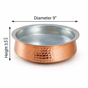 Pure Copper Lagan Handi with Hammered Finish & Inner Tin Coating (Kalai) ? Sizes 1 No, 2 No, 3 No & 4 No | Traditional Copper Cookware for Healthy Indian Cooking - Image 4