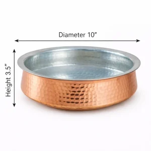 Pure Copper Lagan Handi with Hammered Finish & Inner Tin Coating (Kalai) ? Sizes 1 No, 2 No, 3 No & 4 No | Traditional Copper Cookware for Healthy Indian Cooking - Image 5