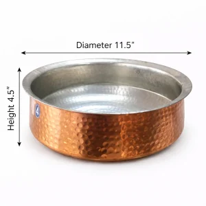 Pure Copper Lagan Handi with Hammered Finish & Inner Tin Coating (Kalai) ? Sizes 1 No, 2 No, 3 No & 4 No | Traditional Copper Cookware for Healthy Indian Cooking - Image 6