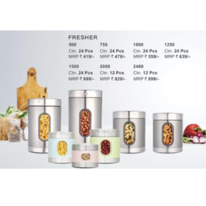 Dubblin Stainless Steel Fresher Jar with Visible Window – Airtight Storage Canister (500ml to 2400ml)