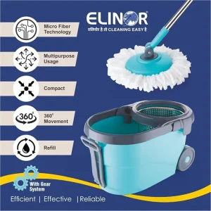Elinor Marvel Spin Mop with Detachable Plastic Jali, 2 Refill Mops & Heavy-Duty Wheel - Image 4