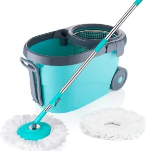 Elinor Marvel Spin Mop with Detachable Steel Jali, 2 Refill Mops & Heavy-Duty Wheel