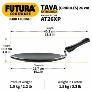 Hawkins Futura Hard Anodised Tava 26cm 6.35mm | Extra Thick Tawa with Stay-Cool Plastic Handle - Image 3