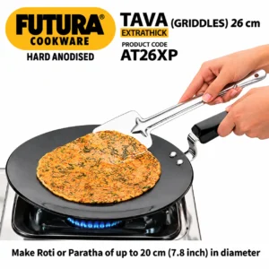 Hawkins Futura Hard Anodised Tava 26cm 6.35mm | Extra Thick Tawa with Stay-Cool Plastic Handle - Image 4