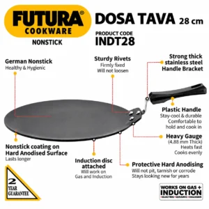 Hawkins Futura Nonstick Dosa Tava 4.88mm | Gas & Induction Compatible - Image 3