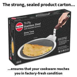 Hawkins Triply Stainless Steel Shielded Nonstick Dosa Tawa 28 cm (NSDT28) – Honeycomb Nonstick, Induction & Gas Compatible - Image 5
