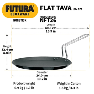 Hawkins Futura Nonstick Flat Tava 26 cm (NFT26) – 4.88 mm Thick, Nonstick Tawa , Low Oil Cooking Dosa Tawa - Image 3