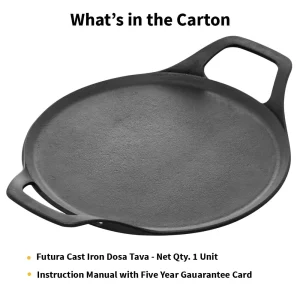 Hawkins Futura Cast Iron Dosa Tava 27 cm (CIDT27) | Naturally Non-Stick | Gas & Induction Compatible | 5 Year Guarantee - Image 9