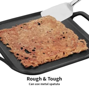 Hawkins Futura Cast Iron SQUARE TAVA 26 cm (CIST26) – Naturally Non-Stick, Gas & Induction Compatible, Heavy Duty Iron Tawa - Image 6