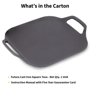 Hawkins Futura Cast Iron SQUARE TAVA 26 cm (CIST26) – Naturally Non-Stick, Gas & Induction Compatible, Heavy Duty Iron Tawa - Image 9