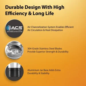 Havells Hexo Plus 1100W Mixer Grinder Black | 3 Jars, 22000 RPM, Heavy Duty Performance - Image 3