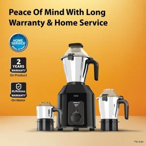 Havells Hexo Plus 1100W Mixer Grinder Black | 3 Jars, 22000 RPM, Heavy Duty Performance - Image 7