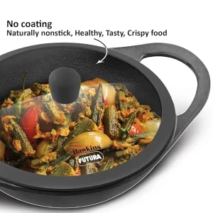 Hawkins Futura Cast Iron Kadhai 2L with Glass Lid (CIK20G) | Naturally Non-Stick | Gas & Induction Compatible | 5 Year Guarantee - Image 3