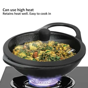 Hawkins Futura Cast Iron Kadhai 2L with Glass Lid (CIK20G) | Naturally Non-Stick | Gas & Induction Compatible | 5 Year Guarantee - Image 4