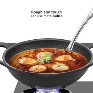 Hawkins Futura Cast Iron Kadhai 3.5L with Glass Lid (CIK35G) | Naturally Non-Stick | Gas & Induction Compatible | 5 Year Guarantee - Image 4