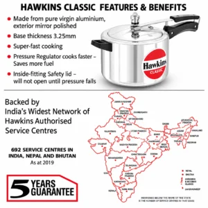 Hawkins Classic Aluminium Pressure Cooker Inner Lid Gas Stove Compatible 1.5L to 10L - Image 5