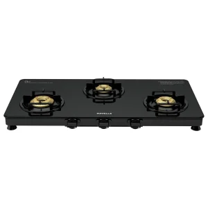 Havells Contour 3 Burner Gas Stove | 8 mm Thick Toughened Glass | 5 Year Warranty on Glass & Valves | Manual Ignition | Stylish & Durable - Image 1