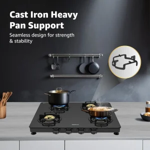 Havells Contour 4 Burner Gas Stove | 8mm Toughened Glass, Brass Burners, Manual Ignition, 5 Year Warranty - Image 11
