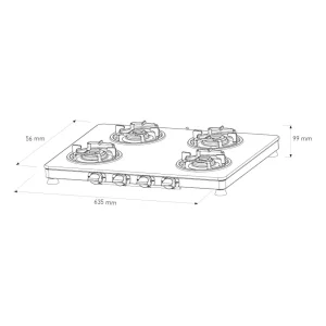Havells Contour 4 Burner Gas Stove | 8mm Toughened Glass, Brass Burners, Manual Ignition, 5 Year Warranty - Image 7