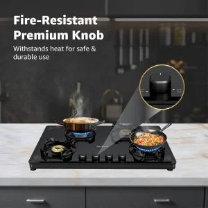 Havells Nucleus 4 Burner Slim Gas Stove | 8 mm Thick Toughened Glass | Manual Ignition | 5 Year Warranty on Glass & Valves - Image 6