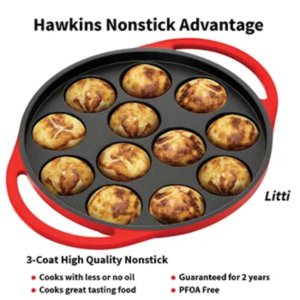 Hawkins Die-Cast Nonstick Appe Pan 24 cm with Glass Lid (NAPE24G) – 12 Cups Appam/Paniyaram Pan, Gas Stove Compatible - Image 4