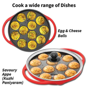 Hawkins Die-Cast Nonstick Appe Pan 24 cm with Glass Lid (NAPE24G) – 12 Cups Appam/Paniyaram Pan, Gas Stove Compatible - Image 5