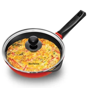 Hawkins Futura Die Cast Nonstick Frying Pan 22 cm with Glass Lid (IDCF22G) | 7 mm Extra Thick Base | Gas & Induction Compatible