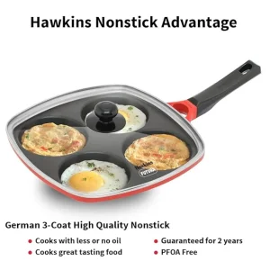 Hawkins Die Cast Multi Snack Pan 30cm with Glass Lid (DCMS30G) | Nonstick Pancake & Mini Uttapam Pan - Image 4