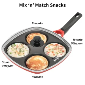 Hawkins Die Cast Multi Snack Pan 30cm with Glass Lid (DCMS30G) | Nonstick Pancake & Mini Uttapam Pan - Image 5