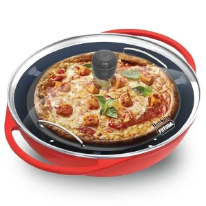Hawkins Futura Die Cast Pizza Pan & Cake Baker with Glass Lid (30 cm) | Gas Stove Baking Pan | Nonstick Pizza & Cake Maker