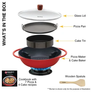 Hawkins Futura Die Cast Pizza Pan & Cake Baker with Glass Lid (30 cm) | Gas Stove Baking Pan | Nonstick Pizza & Cake Maker - Image 9