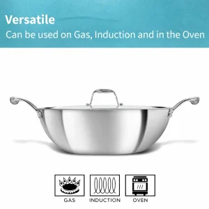 Hawkins Pro Triply Stainless Steel Deep Fry Pan (Kadhai) with Stainless Steel Lid – 3mm Thick, Induction & Gas Compatible, 1.5L to 8L - Image 3