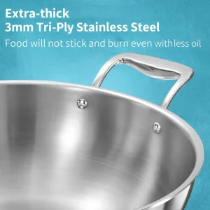 Hawkins Pro Triply Stainless Steel Deep Fry Pan (Kadhai) with Stainless Steel Lid – 3mm Thick, Induction & Gas Compatible, 1.5L to 8L - Image 4