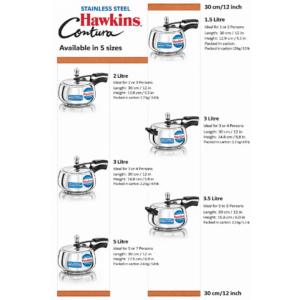 Hawkins Stainless Steel Contura Pressure Cooker Inner Lid Gas & Induction Compatible - Image 3