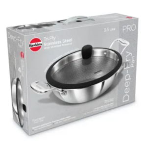 Hawkins Tri-Ply Shielded PRO Deep Fry Pan 3.5L (PSNK35G) with Glass Lid | Stainless Steel | Nonstick Kadhai | Gas, Induction & Oven Safe - Image 5