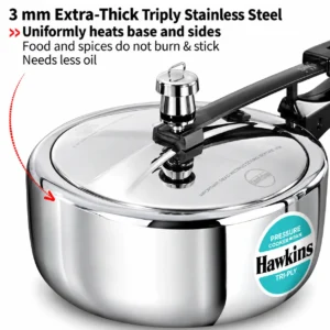Hawkins Tri-Ply Stainless Steel Pressure Cooker Cum Pan 3L SSTPP3 | Gas & Induction Compatible - Image 3