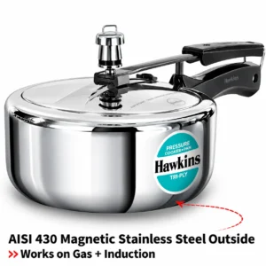 Hawkins Tri-Ply Stainless Steel Pressure Cooker Cum Pan 3L SSTPP3 | Gas & Induction Compatible - Image 6