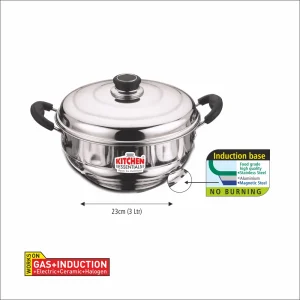 Kitchen Essential Stainless Steel ? Induction Bottom Mini Multi Kadai -5 Plate(Idli Plate -2, Dhokla plate 2, Patra/Momo/Modak plate-1) - Image 3