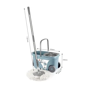Kleeno by Cello Max Clean Deluxe Spin Mop with Steel Jali, Big Wheel & 1 Extra Microfiber Refill - Image 3