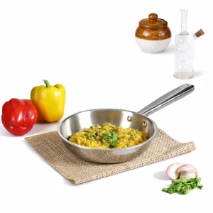 Kraft Futuretec Triply Stainless Steel Frypan 20cm–24cm | Gas & Induction Compatible | Heavy Duty Frying Pan | 5 Year Warranty