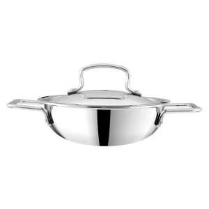 Kraft Futuretec Triply Stainless Steel Deep Kadhai with Lid | 18cm–28cm | Gas & Induction Compatible | Heavy Duty Cookware - Image 4