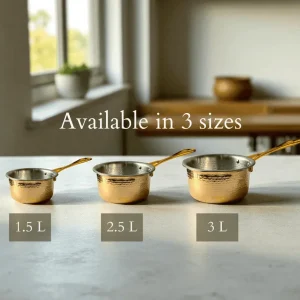 Lily Brass Saucepan 1.5Litre Inner Tin Coating ( Kalai ) | Brass Cookware | - Image 5